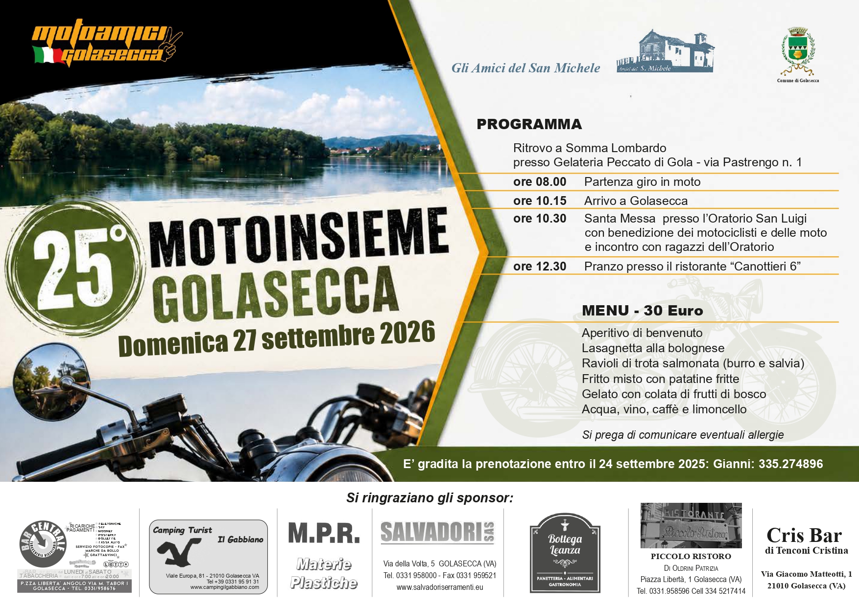 Motoinsieme Golasecca, domenica 27 settembre